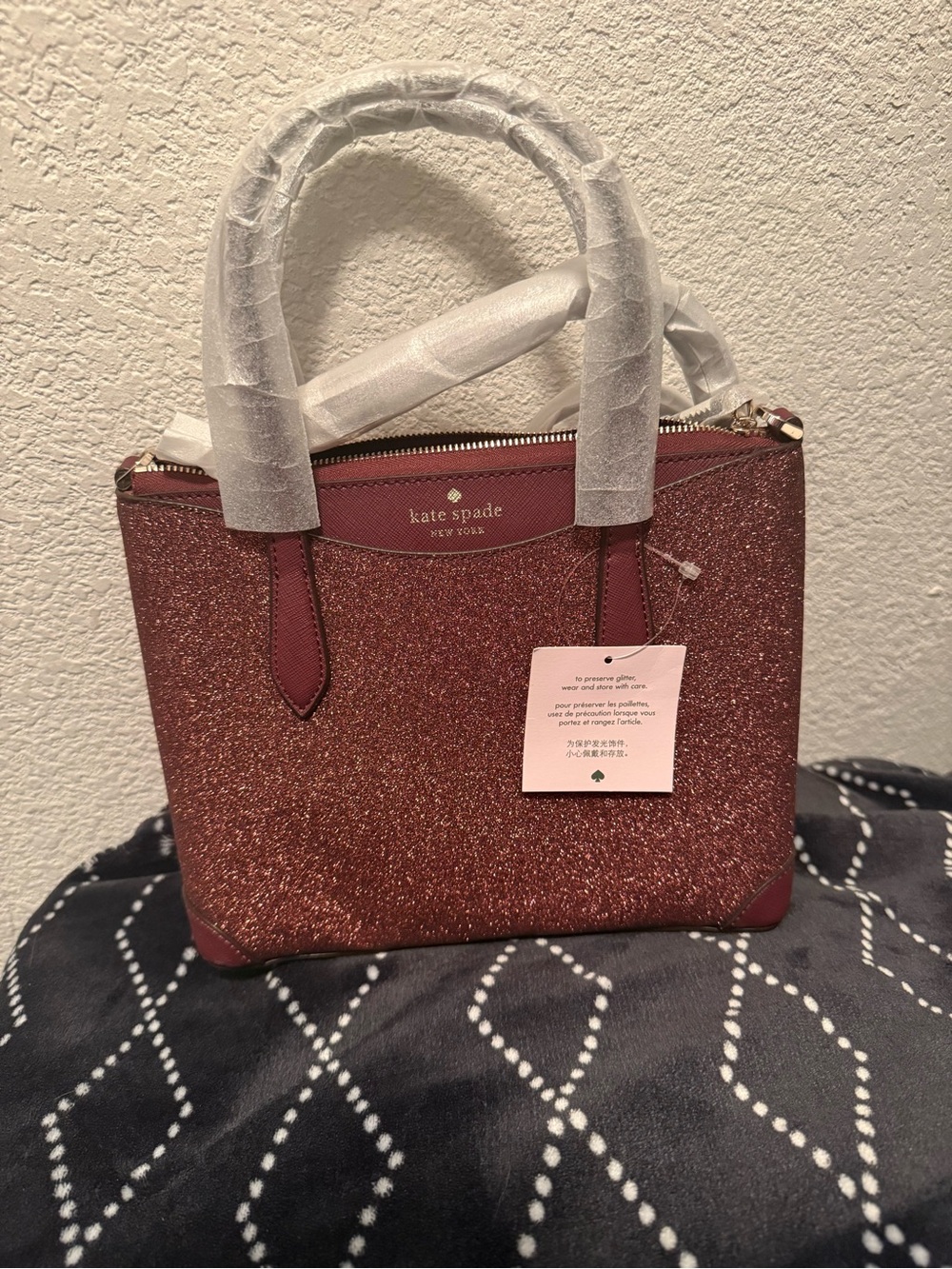 kate spade glitter satchel in burgundy - Picture 1 of 3